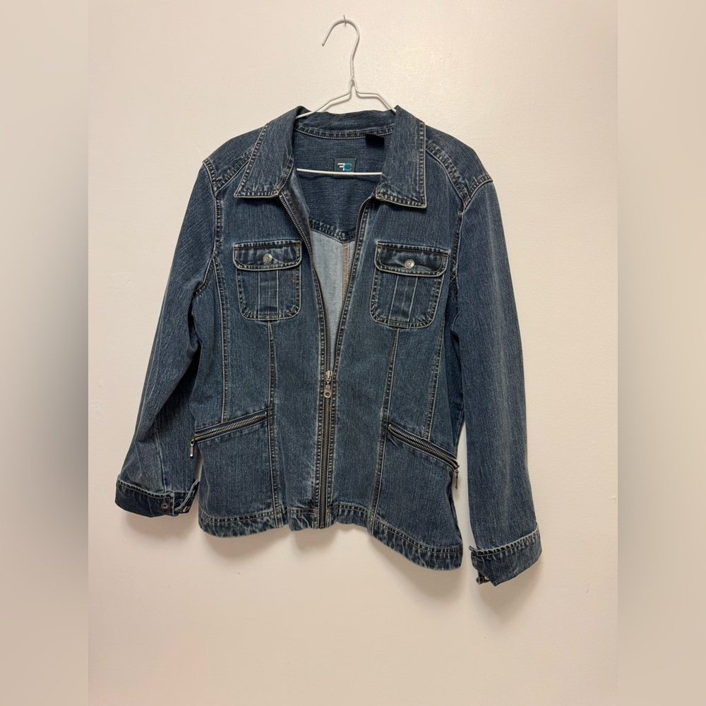 French Cuff Dark Blue Jean Jacket